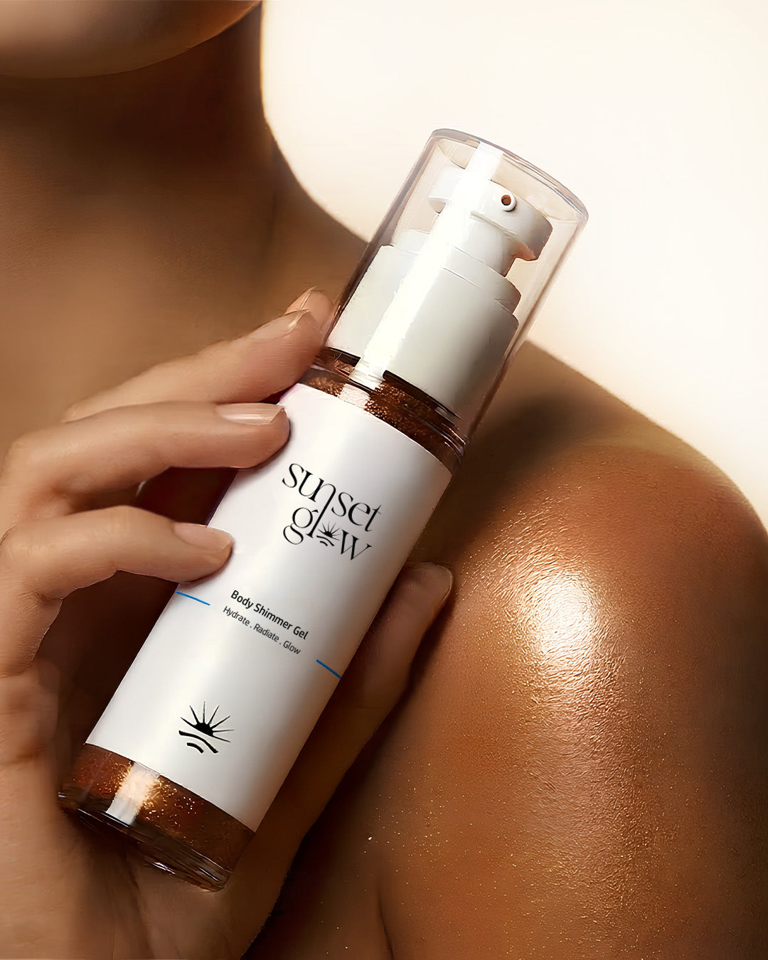 Body shimmer gel and brush