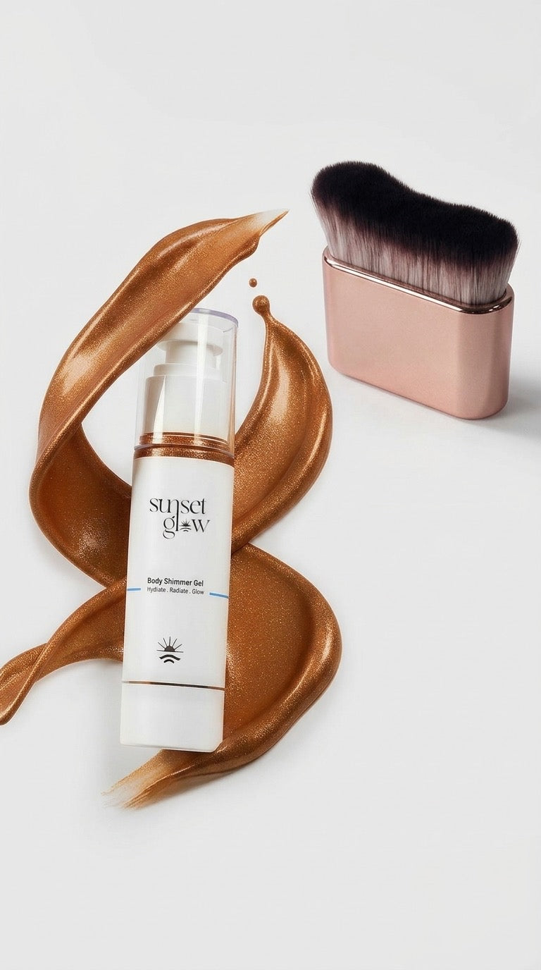 Body shimmer gel and brush