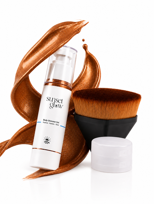 Body shimmer gel and Body brush with plastic case
